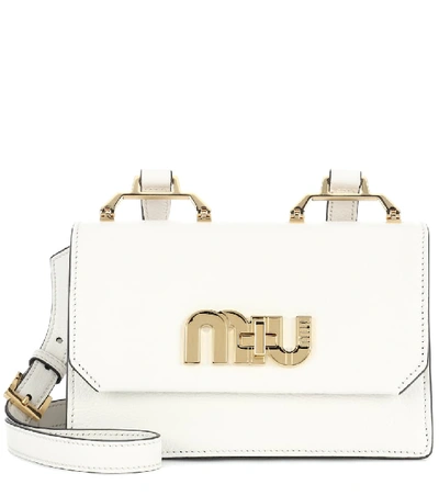 Shop Miu Miu Leather Shoulder Bag In White