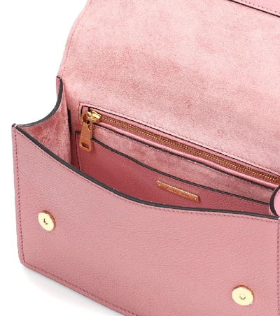 Shop Miu Miu Embellished Leather Shoulder Bag In Pink