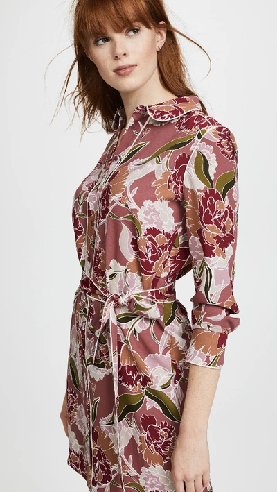 Shop Cooper & Ella Printed Shirtdress In Dusty Pink Floral Print