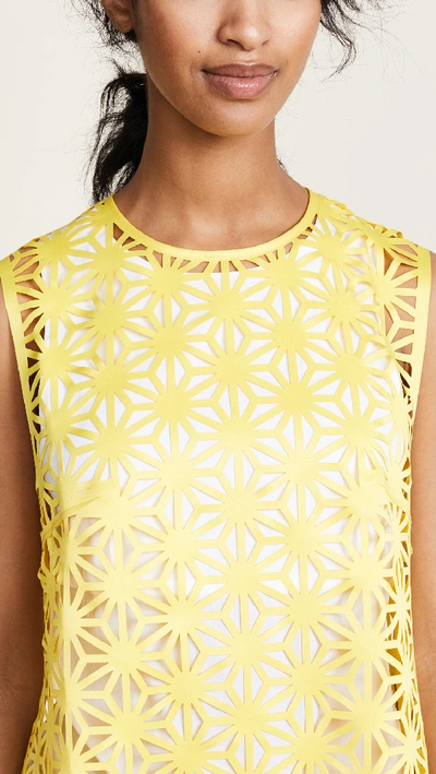 Shop Paskal Laser Cut Mini Dress In Yellow