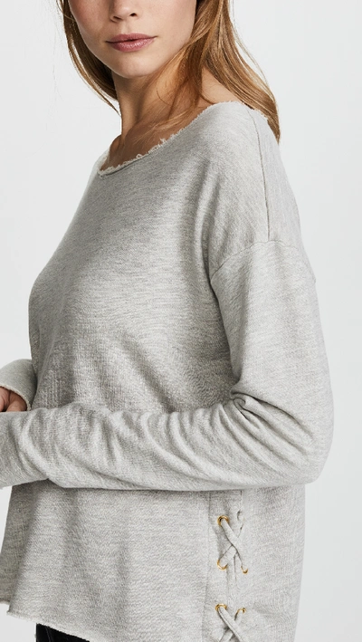 Shop Sundry Lace Up Sweatshirt In Heather Grey