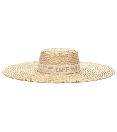 Shop Off-white Straw Hat In Beige