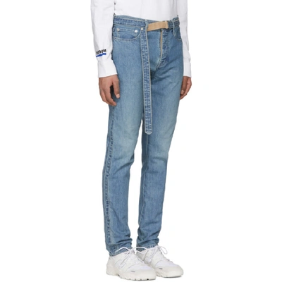 Shop Sacai Blue Belted Jeans