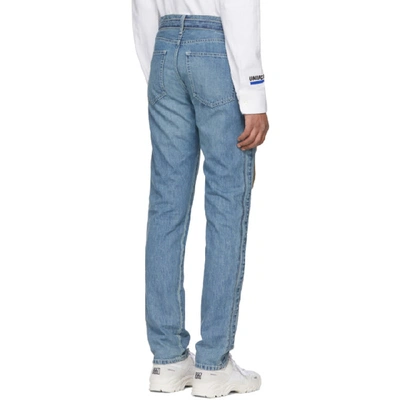 Shop Sacai Blue Belted Jeans