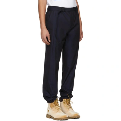 Shop Sacai Navy Belted Trousers In 201 Navy