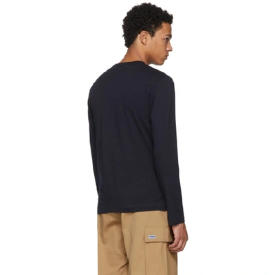 Shop Comme Des Garçons Shirt Navy Long Sleeve Basic T-shirt