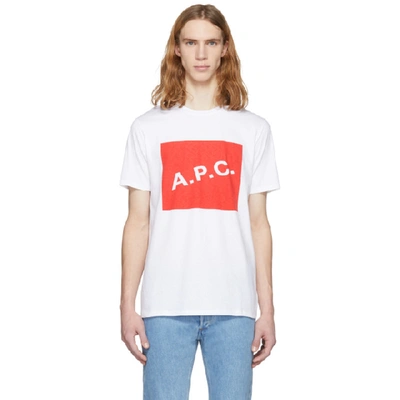 Shop Apc White & Red Box Logo T-shirt