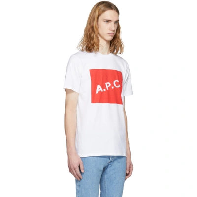 Shop Apc White & Red Box Logo T-shirt