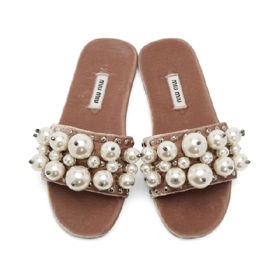 Miu miu pearl slides clearance