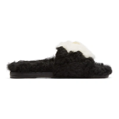 Shop Anya Hindmarch Black Shearling Egg Slides