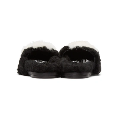 Shop Anya Hindmarch Black Shearling Egg Slides