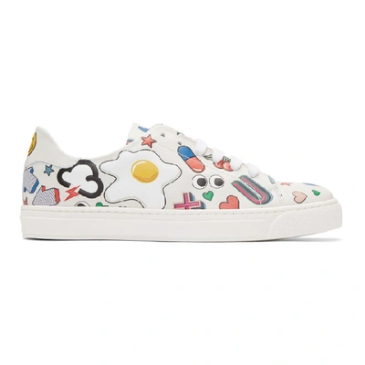 Shop Anya Hindmarch White All Over Wink Stickers Tennis Shoes