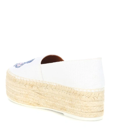 Shop Kenzo Embroidered Platform Espadrilles In White