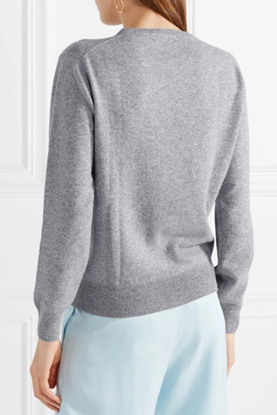 Shop Lingua Franca The Future Is Female Embroidered Cashmere Sweater In Gray
