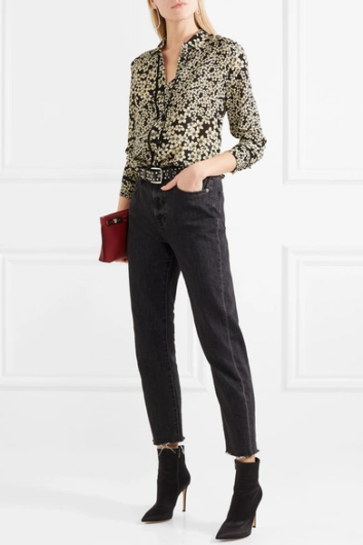 Shop Equipment Leema Floral-print Silk-georgette Shirt In Black