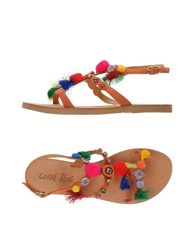 Shop Coral Blue Sandals In Rust