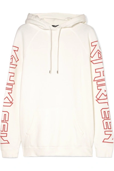 Shop R13 R Thirteen Printed Cotton-blend Jersey Hooded Top In White