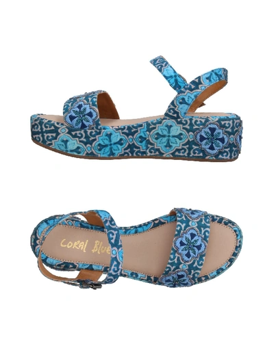 Shop Coral Blue Sandals In Deep Jade