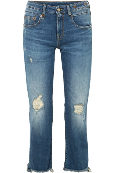 Shop R13 Boy Distressed Straight-leg Jeans In Dark Denim