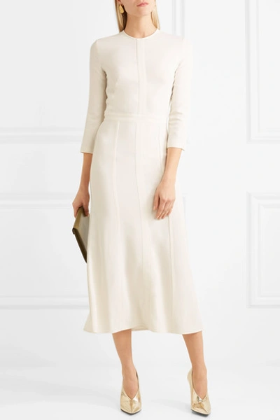 Shop Victoria Beckham Paneled Cotton-jersey Midi Dress In White