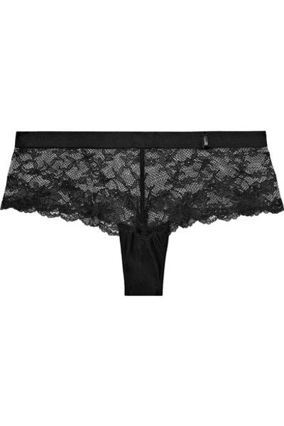 Shop Chantelle Everyday Stretch-lace Briefs In Black