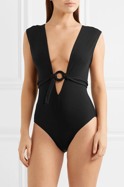 Shop Eres Studio Spray Belted Swimsuit In Black