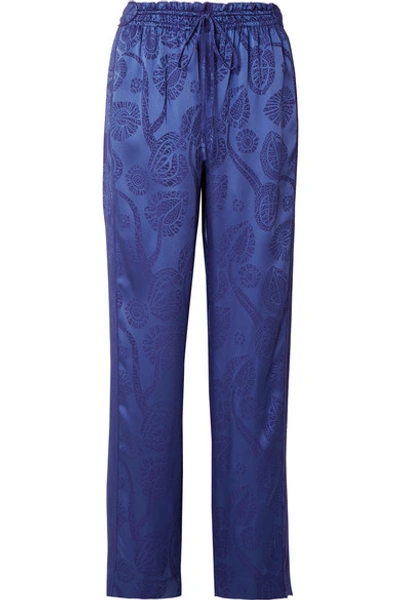 Shop Peter Pilotto Jacquard Straight-leg Pants In Blue