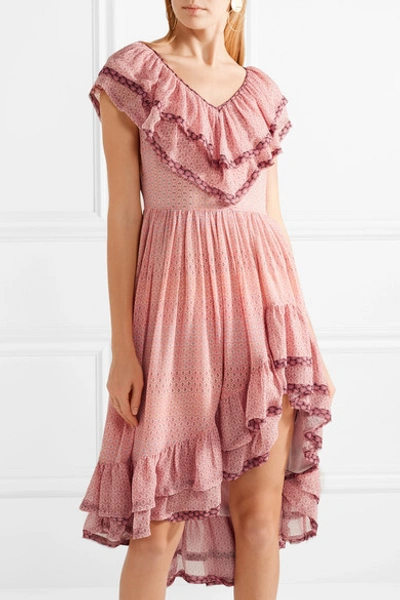Shop Loveshackfancy Elena Ruffled Printed Silk-georgette Dress