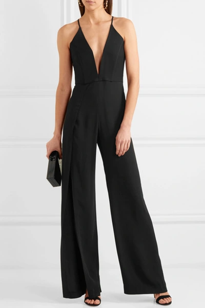 Shop Michelle Mason Cady And Jersey Jumpsuit In Black