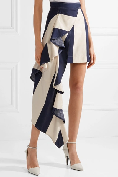 Shop Calvin Klein 205w39nyc Asymmetric Ruffled Silk Mini Skirt