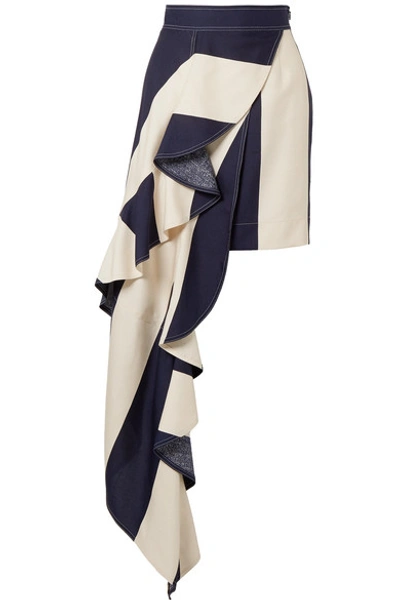 Shop Calvin Klein 205w39nyc Asymmetric Ruffled Silk Mini Skirt
