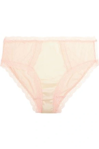 Shop Mimi Holliday By Damaris Woman Spin Lace-trimmed Satin Briefs Baby Pink