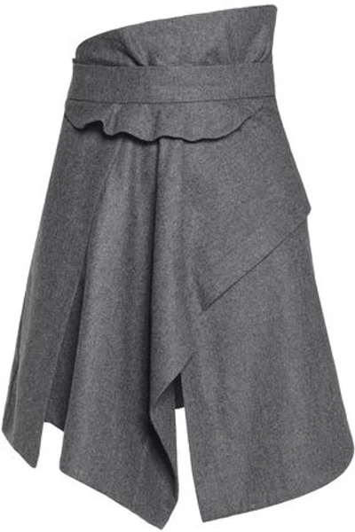 Shop Carven Woman Asymmetric Wool Mini Skirt Gray