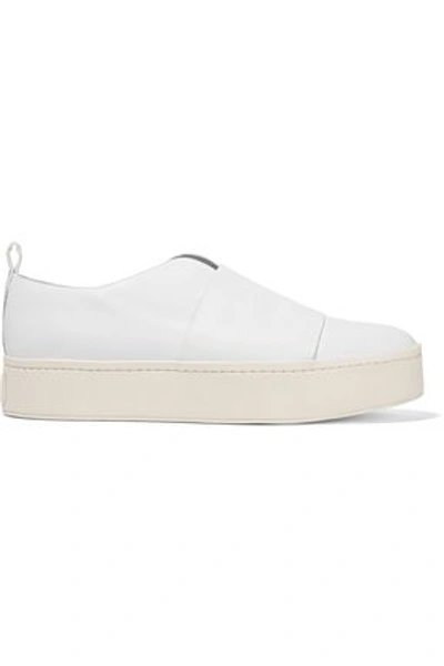 Shop Vince Wallace Leather Platform Sneakers In White