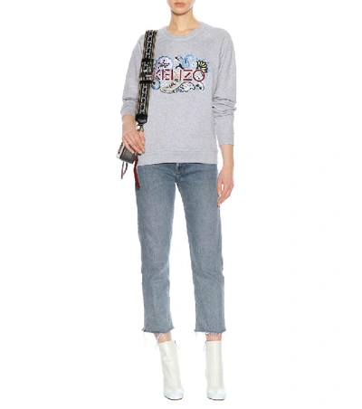 Shop Kenzo Embroidered Cotton Sweatshirt