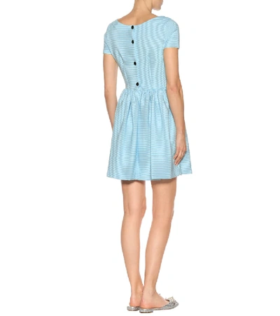 Shop Miu Miu Striped Cotton-blend Dress In Blue