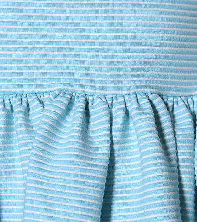 Shop Miu Miu Striped Cotton-blend Dress In Blue