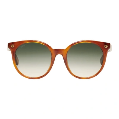 Shop Gucci Brown Pantos Sunglasses