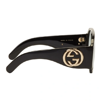 Shop Gucci Black Oversized Runaway Aviator Sunglasses