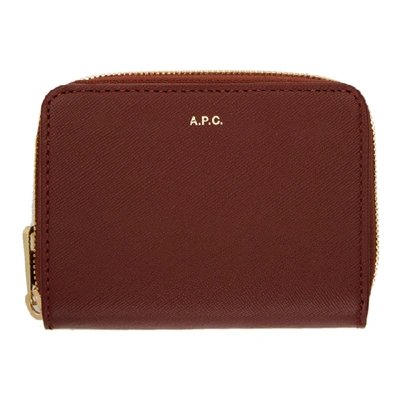 Shop Apc A.p.c. Burgundy Compact Wallet In Gad Burgund