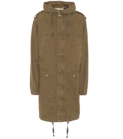 Shop Saint Laurent Cotton And Linen Military Parka In Green