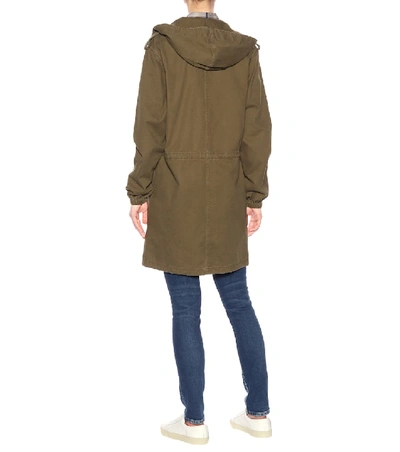 Shop Saint Laurent Cotton And Linen Military Parka In Green