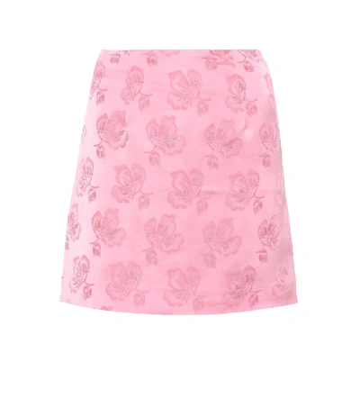 Shop Alexa Chung Jacquard Satin Skirt In Pink