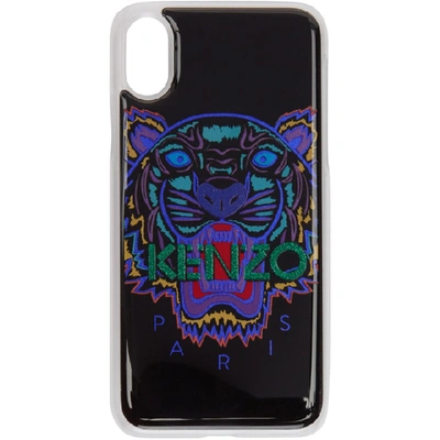 Shop Kenzo Black And Blue Tiger Iphone X Case In 69 Cyan