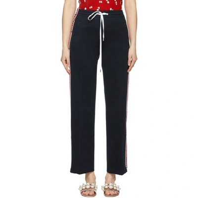 Shop Miu Miu Navy Striped Logo Lounge Pants