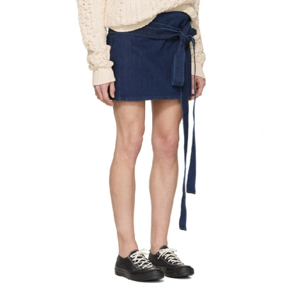 Shop Jw Anderson Indigo Denim Wrap Miniskirt