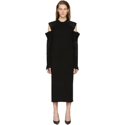 Shop Calvin Klein 205w39nyc Black Cut-out Shoulder Uniform Knit Dress