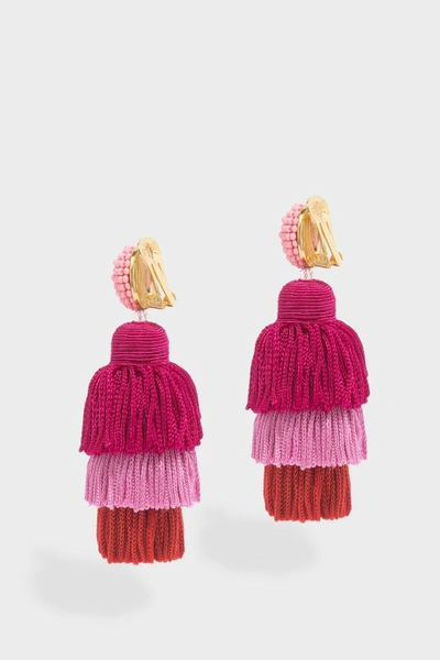 Shop Oscar De La Renta Long Silk Tassel Earrings In Pink
