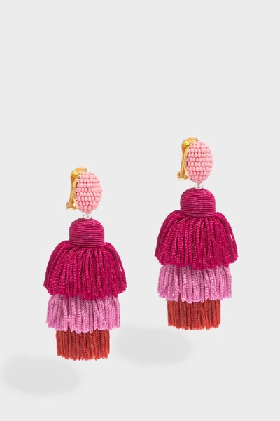 Shop Oscar De La Renta Long Silk Tassel Earrings In Pink