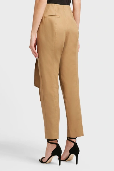 Shop Oscar De La Renta Waist Tie Cotton Trousers In Beige